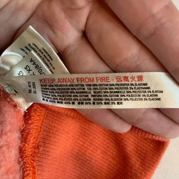 FP Movement Hoodie Womens XS Orange Fleece Lined Believe It Lace Up Free People - Picture 8 of 12